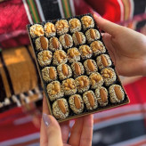 ترافل خرمایی با مغز بادام و گردو